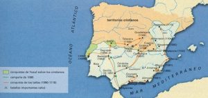 Mapa de taífas y reinos cristianos tras batalla de Zalaca