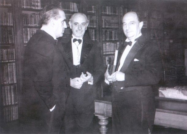 Esteban Terradas, Gregorio Marañón y José María Pemán (centro)
